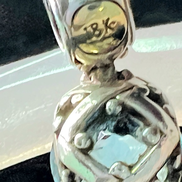 Blueish Green Topaz Sterling 18K Charm Enhancer Pendant - Picture 5 of 7